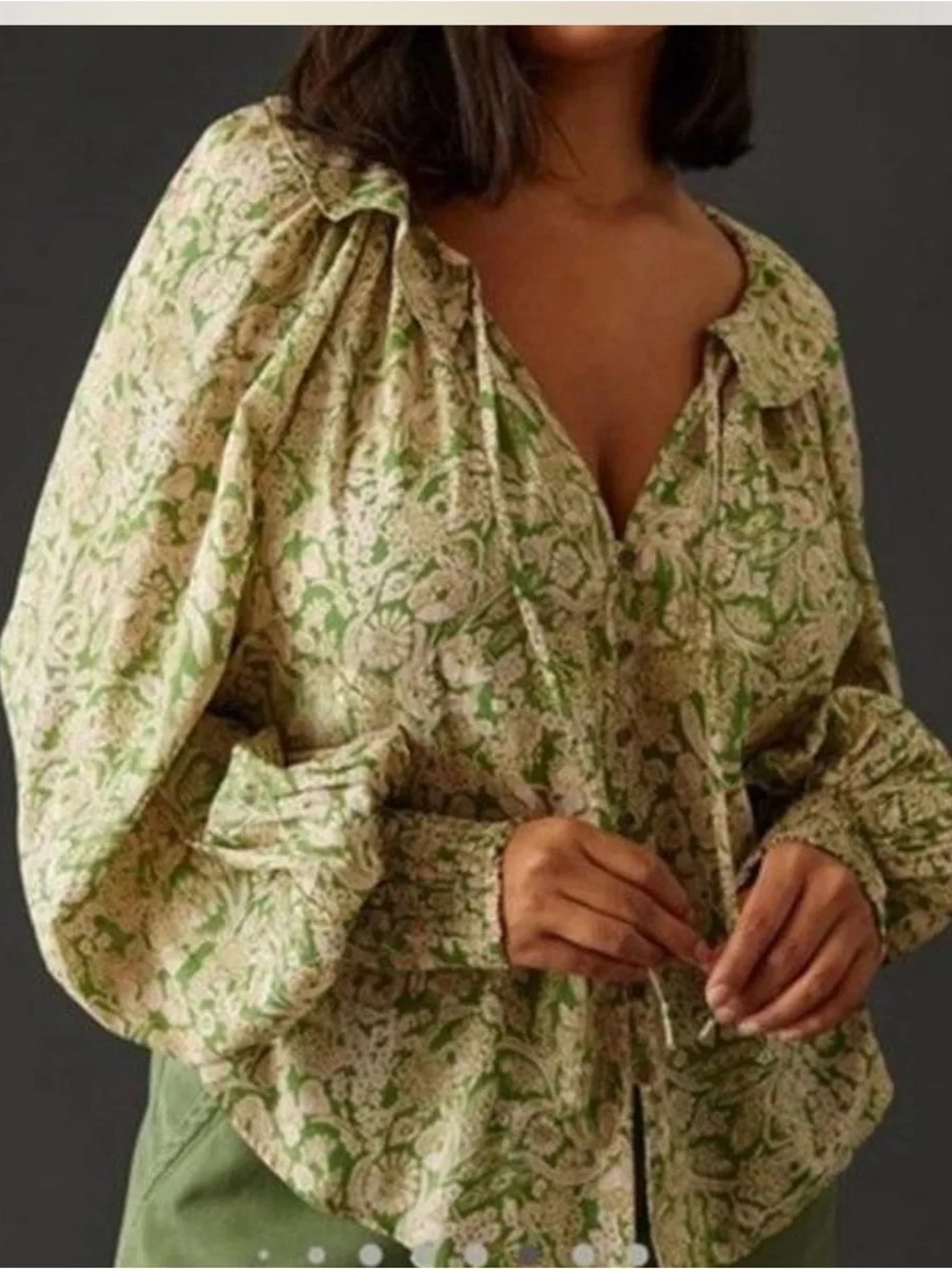 Anthropologie Floral Ruffles Puff Sleeve 100% Cotton Blouse. Romantic. Boho. SZM